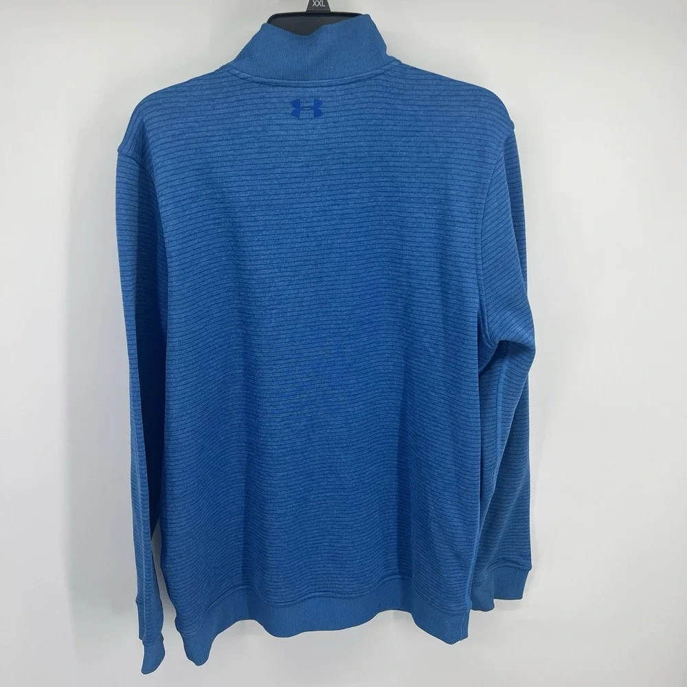 Mens Under Armour ColdGear Blue sz L Loose Fit 1/4 Zip Mock Neck Pullover